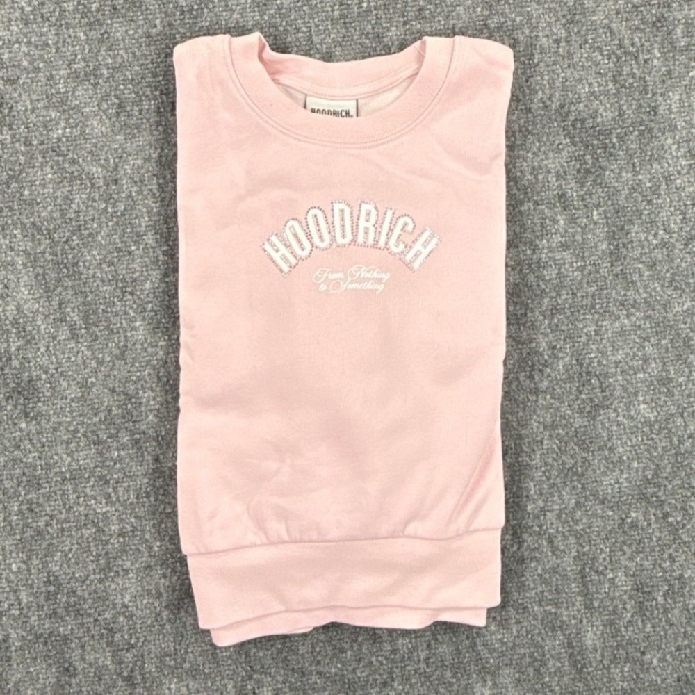 Hoodrich Cherish Bling Sweatshirt Womens S Pink Cropped Rhinestone Cherub NWT